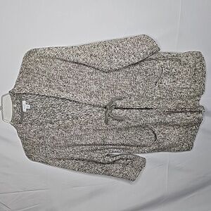 Pure Jill gray knitted 3/4 kimono sleeve ribbon tie closure sweater cardigan XS